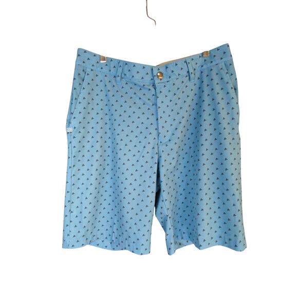 Adidas Shorts Men 32 Blue Print Stretch Performance Golf - Picture 1 of 8